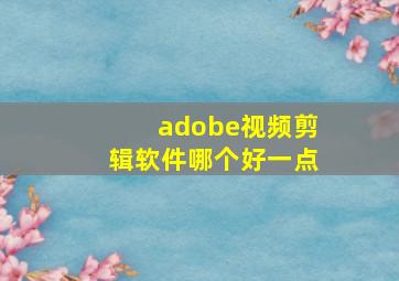 adobe视频剪辑软件哪个好一点