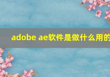 adobe ae软件是做什么用的