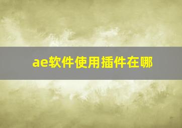 ae软件使用插件在哪