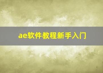 ae软件教程新手入门