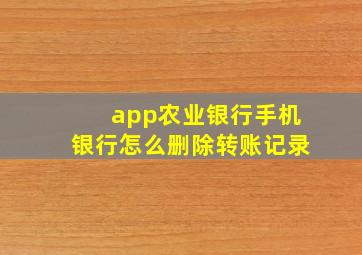 app农业银行手机银行怎么删除转账记录