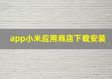 app小米应用商店下载安装