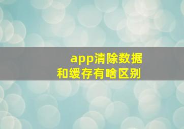 app清除数据和缓存有啥区别