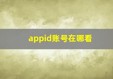 appid账号在哪看