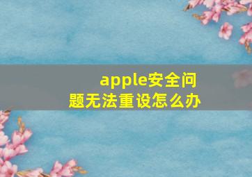 apple安全问题无法重设怎么办