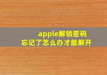 apple解锁密码忘记了怎么办才能解开