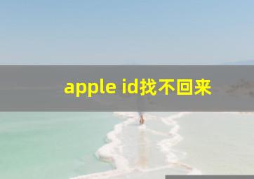 apple id找不回来