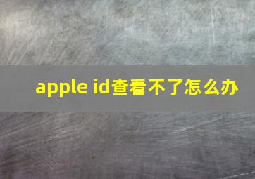 apple id查看不了怎么办