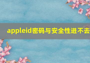 appleid密码与安全性进不去