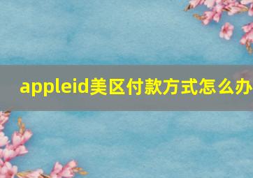 appleid美区付款方式怎么办