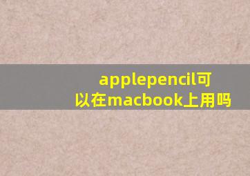 applepencil可以在macbook上用吗