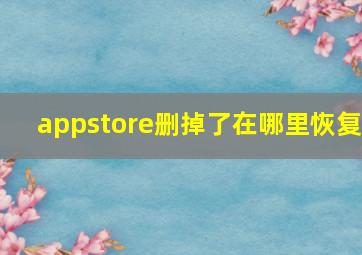 appstore删掉了在哪里恢复