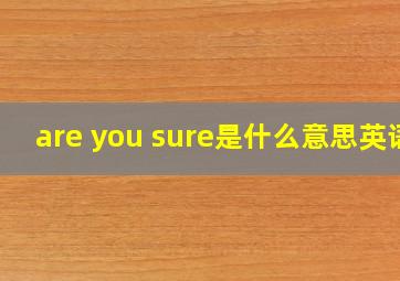 are you sure是什么意思英语