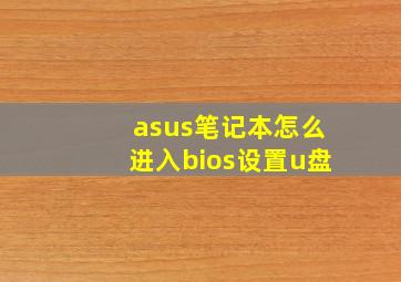 asus笔记本怎么进入bios设置u盘