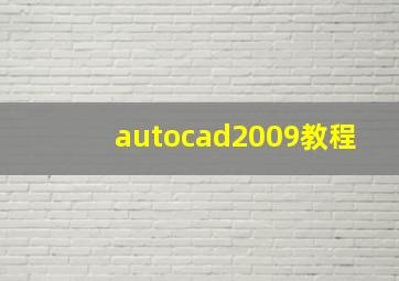 autocad2009教程