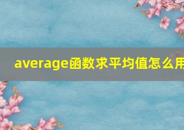 average函数求平均值怎么用