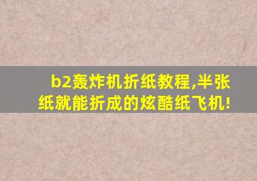 b2轰炸机折纸教程,半张纸就能折成的炫酷纸飞机!