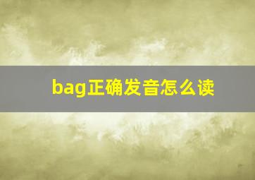 bag正确发音怎么读