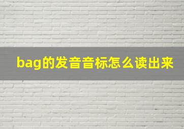 bag的发音音标怎么读出来