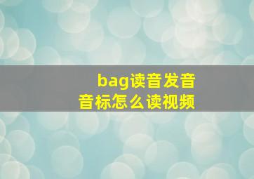 bag读音发音音标怎么读视频