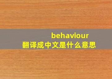 behaviour翻译成中文是什么意思