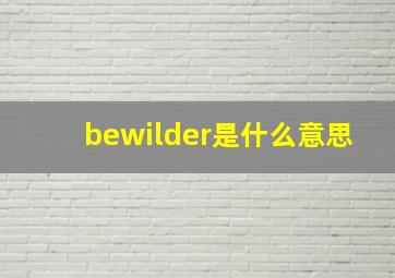 bewilder是什么意思