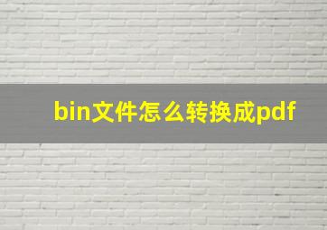 bin文件怎么转换成pdf