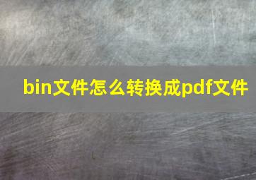 bin文件怎么转换成pdf文件