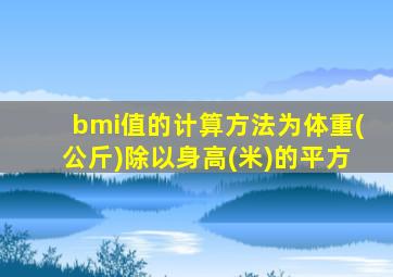 bmi值的计算方法为体重(公斤)除以身高(米)的平方