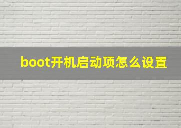 boot开机启动项怎么设置