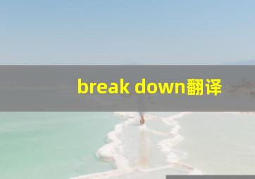 break down翻译