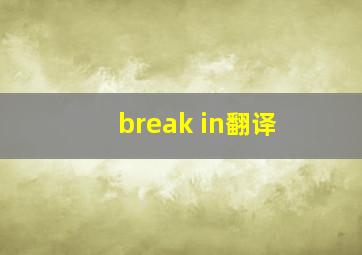 break in翻译