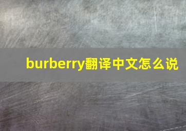 burberry翻译中文怎么说