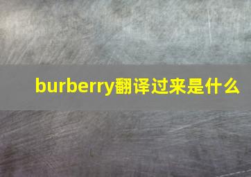 burberry翻译过来是什么