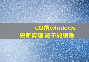 c盘的windows更新清理 能不能删除