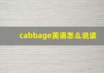 cabbage英语怎么说读