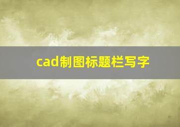 cad制图标题栏写字