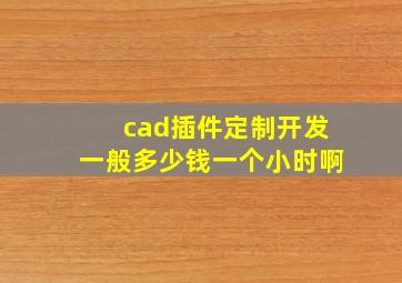 cad插件定制开发一般多少钱一个小时啊