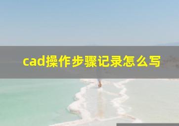 cad操作步骤记录怎么写