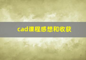 cad课程感想和收获