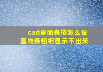 cad里面表格怎么设置线条粗细显示不出来