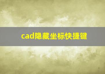 cad隐藏坐标快捷键