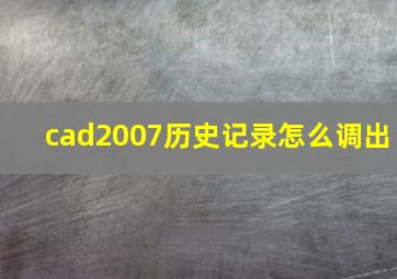 cad2007历史记录怎么调出