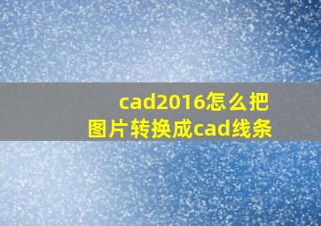 cad2016怎么把图片转换成cad线条