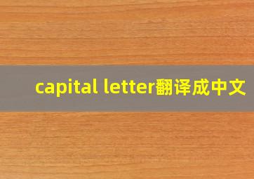 capital letter翻译成中文