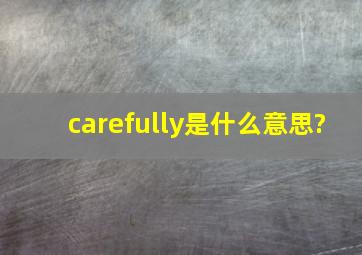 carefully是什么意思?