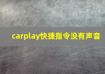 carplay快捷指令没有声音