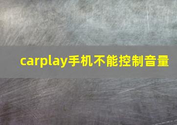 carplay手机不能控制音量