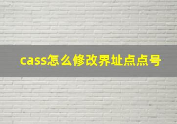 cass怎么修改界址点点号