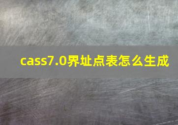 cass7.0界址点表怎么生成